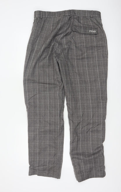 PING Collection Men's Grey Plaid W34 L31 Straight Golf Trousers