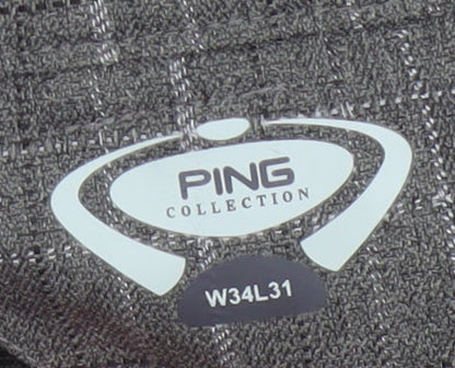 PING Collection Men's Grey Plaid W34 L31 Straight Golf Trousers