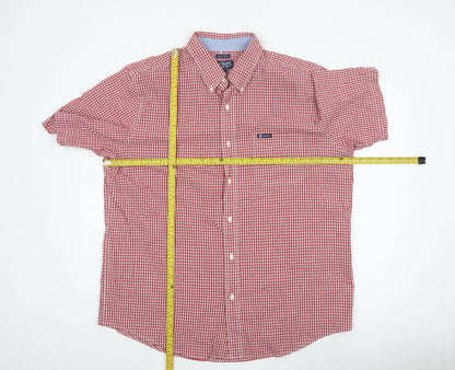 Chaps Men's Red Check Short Sleeve XL Button-Up Easy Care Shirt