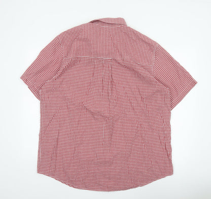 Chaps Men's Red Check Short Sleeve XL Button-Up Easy Care Shirt