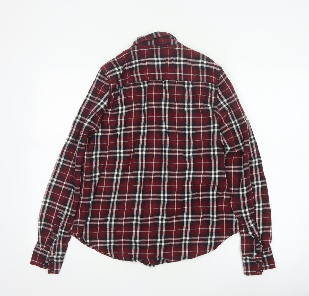 Forever 21 Women Red Plaid Button-Up Shirt UK 12 Long Sleeve Flannel