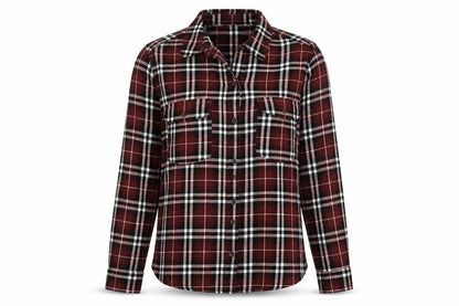 Forever 21 Women Red Plaid Button-Up Shirt UK 12 Long Sleeve Flannel