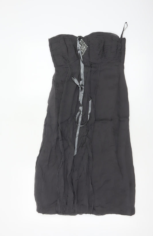 Monsoon Women’s Black UK 8 Strapless Beaded Silk Lined Sheath Party Dress
