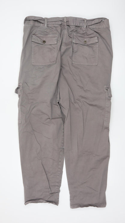 Marks & Spencer Women’s Grey Size 24 Long Cargo Tapered Belted Trousers
