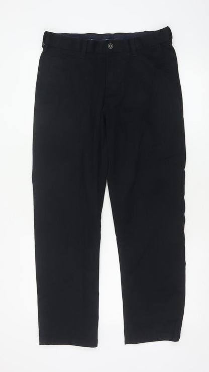 Marks and Spencer Men Black 32/29 Regular Fit Stretch Chino Trousers
