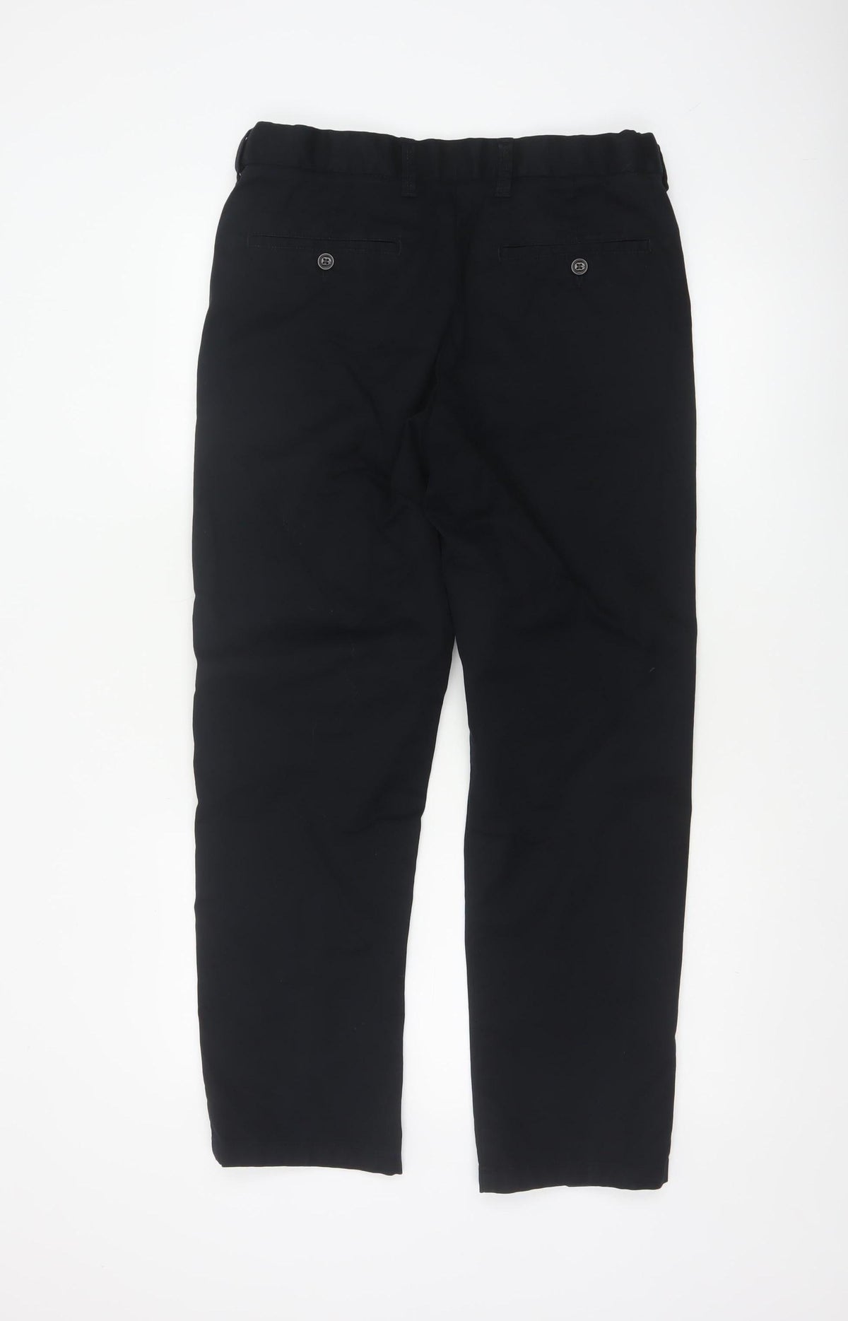 Marks and Spencer Men Black 32/29 Regular Fit Stretch Chino Trousers