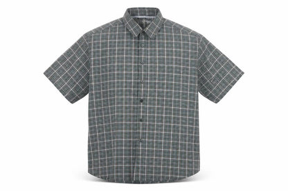 EWM Men’s Green Plaid Cotton Short Sleeve Button-Up Shirt Size M