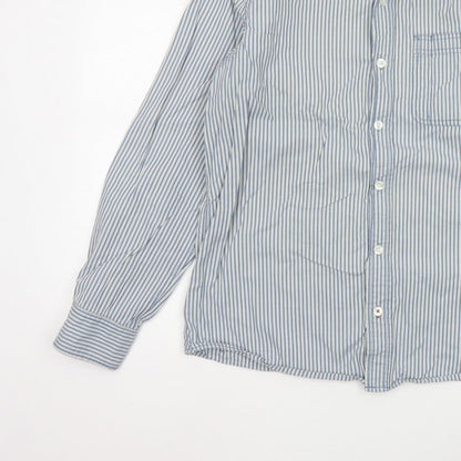 Fat Face Men's Blue White Striped L Long Sleeve Button-Up Shirt