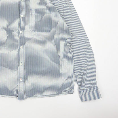 Fat Face Men's Blue White Striped L Long Sleeve Button-Up Shirt
