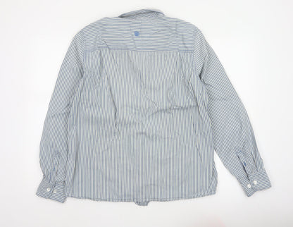Fat Face Men's Blue White Striped L Long Sleeve Button-Up Shirt