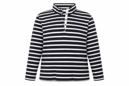 Sportscraft Women Blue White Striped 2XL Cotton Long Sleeve Polo Top