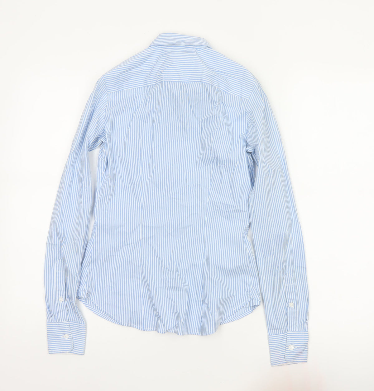 H&M Women Blue Striped Slim Fit Long Sleeve Button-Up Shirt UK 6