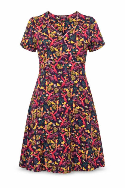 Front view of Joe Browns Women's Multicoloured UK 10 Fit & Flare Tropical Dress