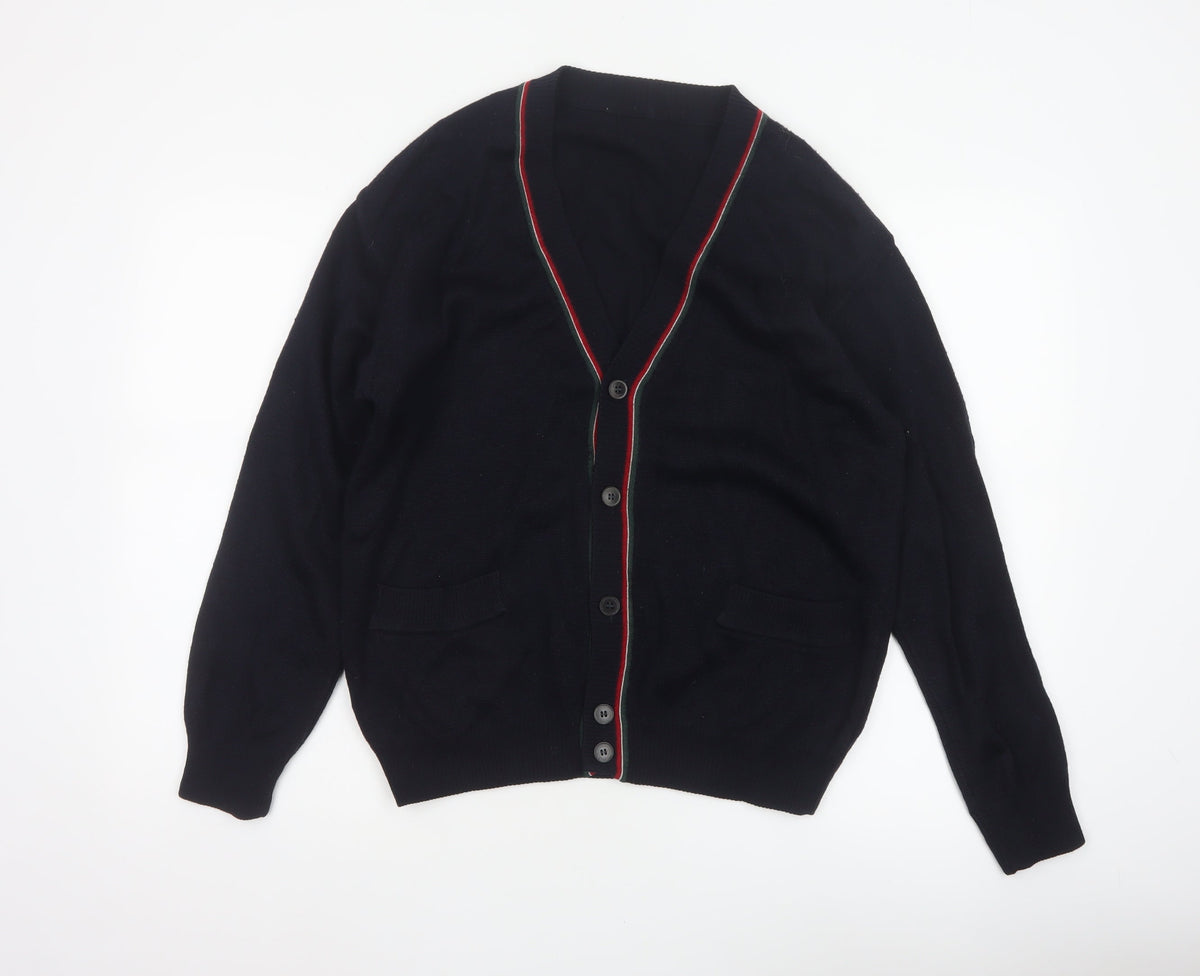 Marks & Spencer Men Black S Vintage V-Neck Button Cardigan Pockets