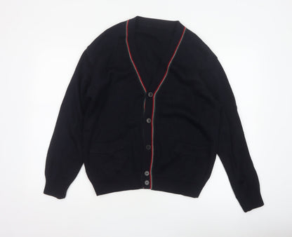Marks & Spencer Men Black S Vintage V-Neck Button Cardigan Pockets