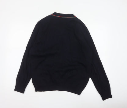 Marks & Spencer Men Black S Vintage V-Neck Button Cardigan Pockets