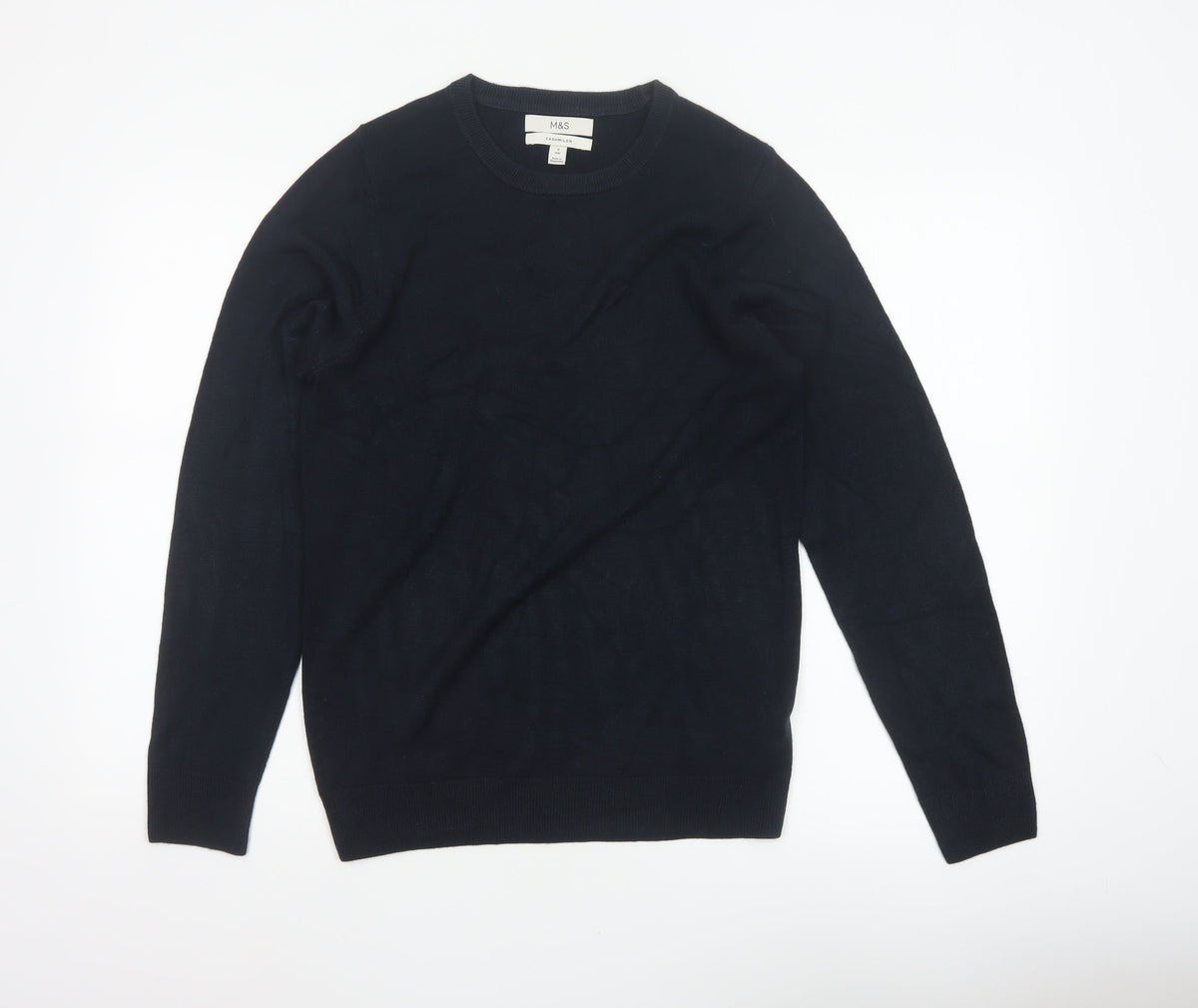 Marks & Spencer Men’s Blue S Cashmilon Crew Neck Pullover Jumper
