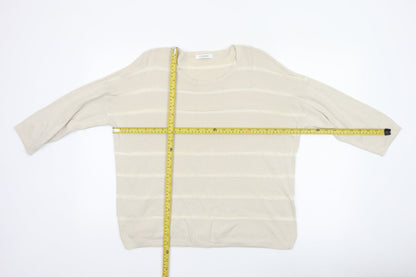 M&S Women’s Beige Size 16 Round Neck Cotton Blend Knit Jumper