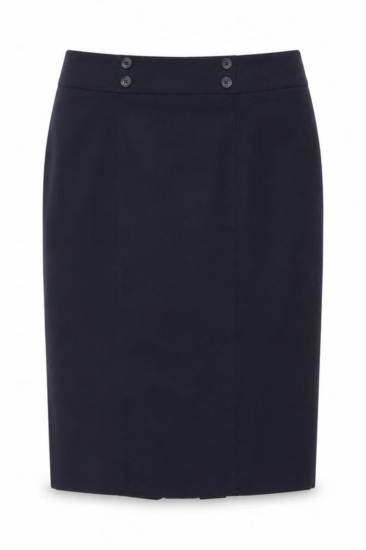 Marks & Spencer Women Black UK 12 Pencil Knee Skirt Button Workwear