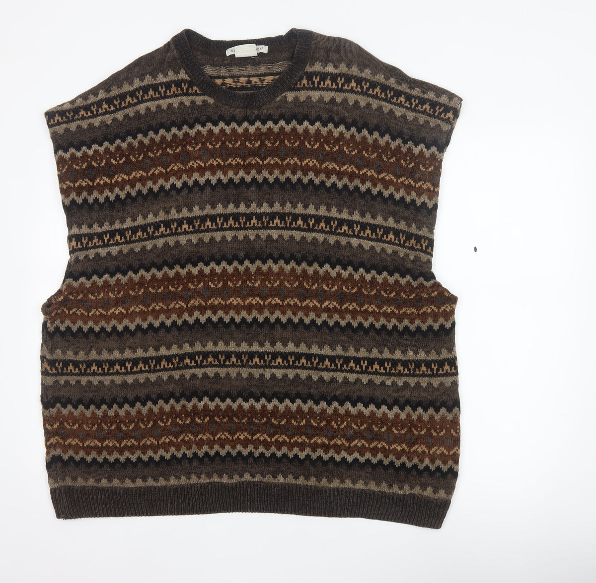 Knightsbridge Men’s Brown XL Fair Isle Knit Sweater Vest Vintage