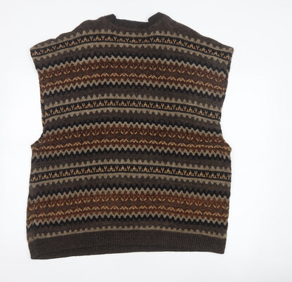 Knightsbridge Men’s Brown XL Fair Isle Knit Sweater Vest Vintage