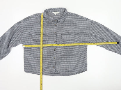Apricot Women’s Black White Check Cropped Button-Up Shirt UK 14