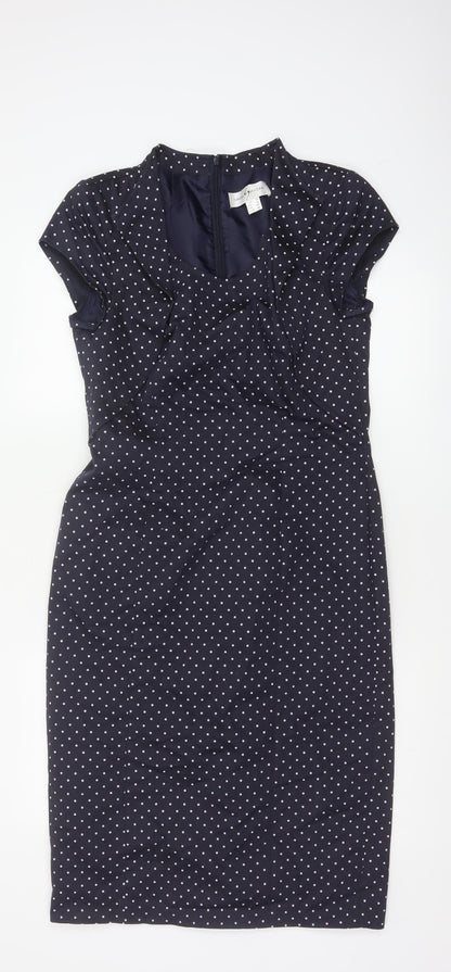Singh Madan Women’s Blue Polka Dot UK 12 Midi Pencil Dress