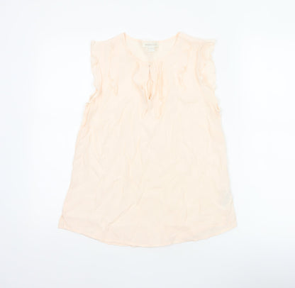 Monsoon Women Ivory UK 10 Ruffle Cap Sleeve Viscose Blouse