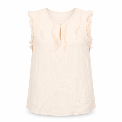 Monsoon Women Ivory UK 10 Ruffle Cap Sleeve Viscose Blouse