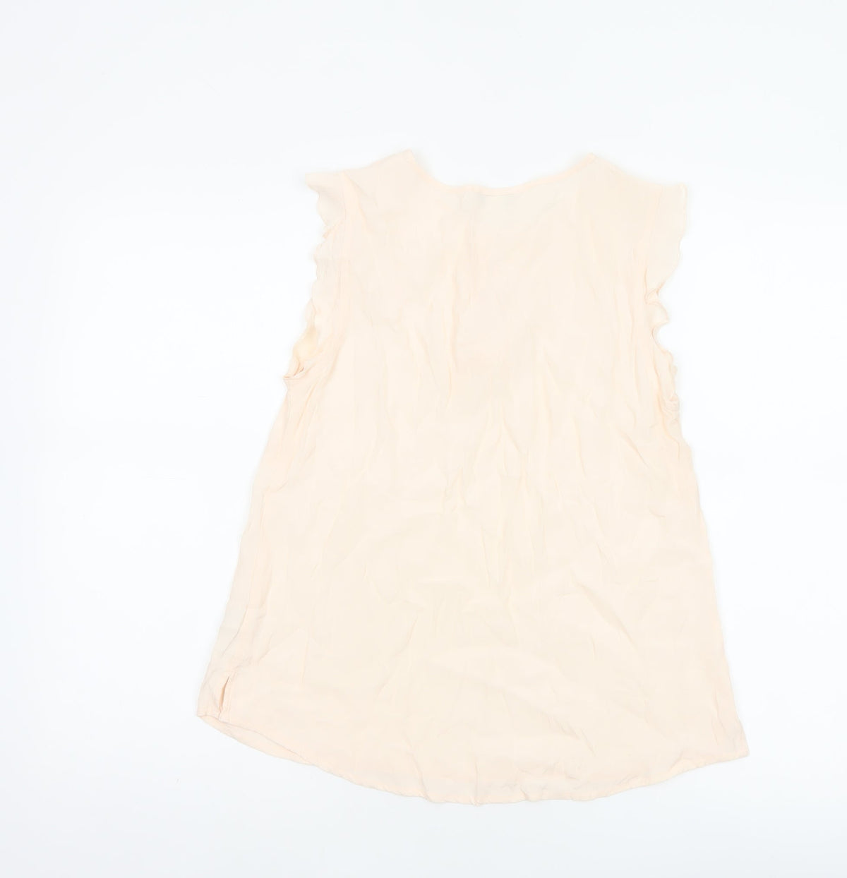 Monsoon Women Ivory UK 10 Ruffle Cap Sleeve Viscose Blouse