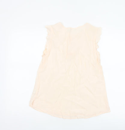 Monsoon Women Ivory UK 10 Ruffle Cap Sleeve Viscose Blouse