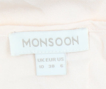 Monsoon Women Ivory UK 10 Ruffle Cap Sleeve Viscose Blouse