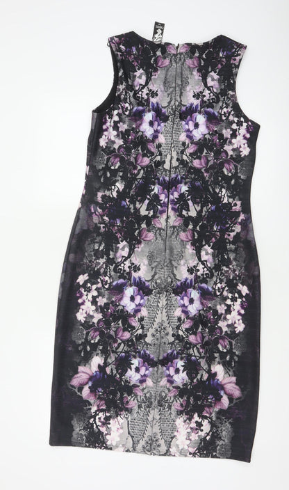 Next Women’s Multicoloured Floral Bodycon Dress UK 14 Sleeveless