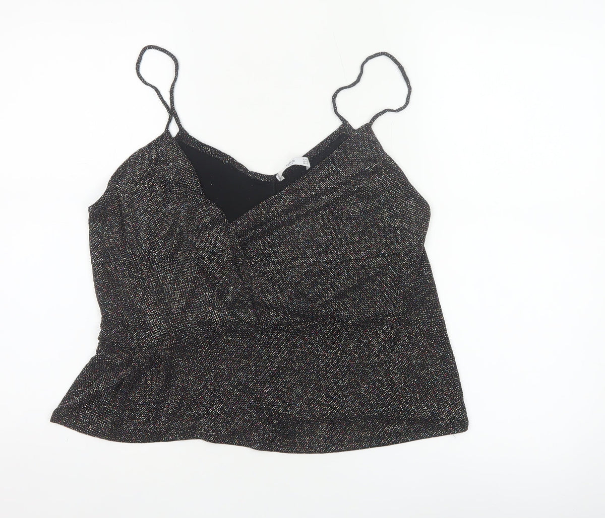 MNG Suit Women's Black M Glitter V-Neck Strappy Camisole Party Top