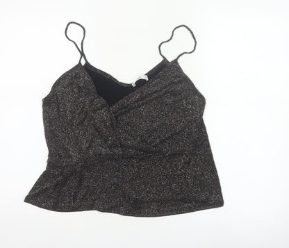 MNG Suit Women's Black M Glitter V-Neck Strappy Camisole Party Top