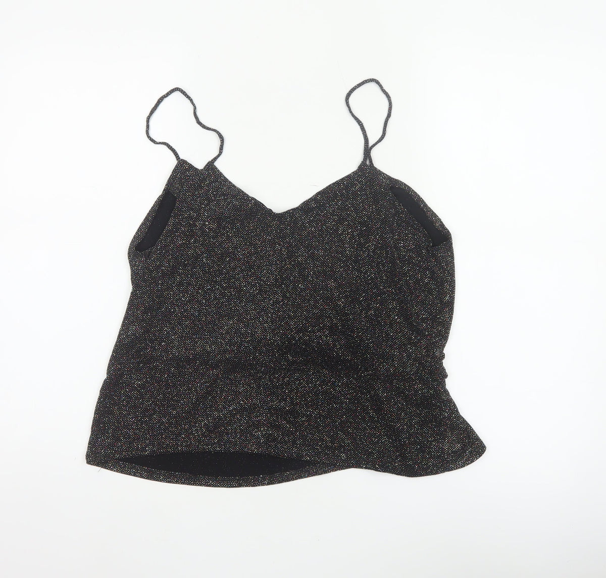 MNG Suit Women's Black M Glitter V-Neck Strappy Camisole Party Top