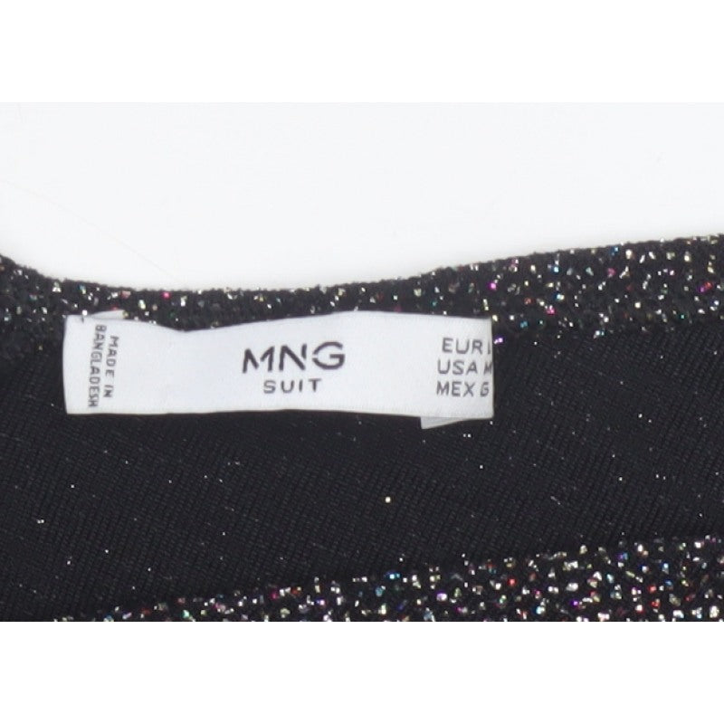 MNG Suit Women's Black M Glitter V-Neck Strappy Camisole Party Top