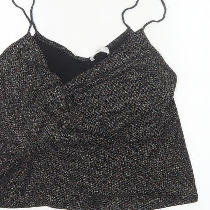 MNG Suit Women's Black M Glitter V-Neck Strappy Camisole Party Top