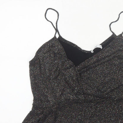 MNG Suit Women's Black M Glitter V-Neck Strappy Camisole Party Top