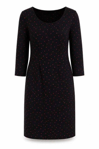 Laura Ashley Women Black Red Star Print UK 12 Sheath Knee Dress