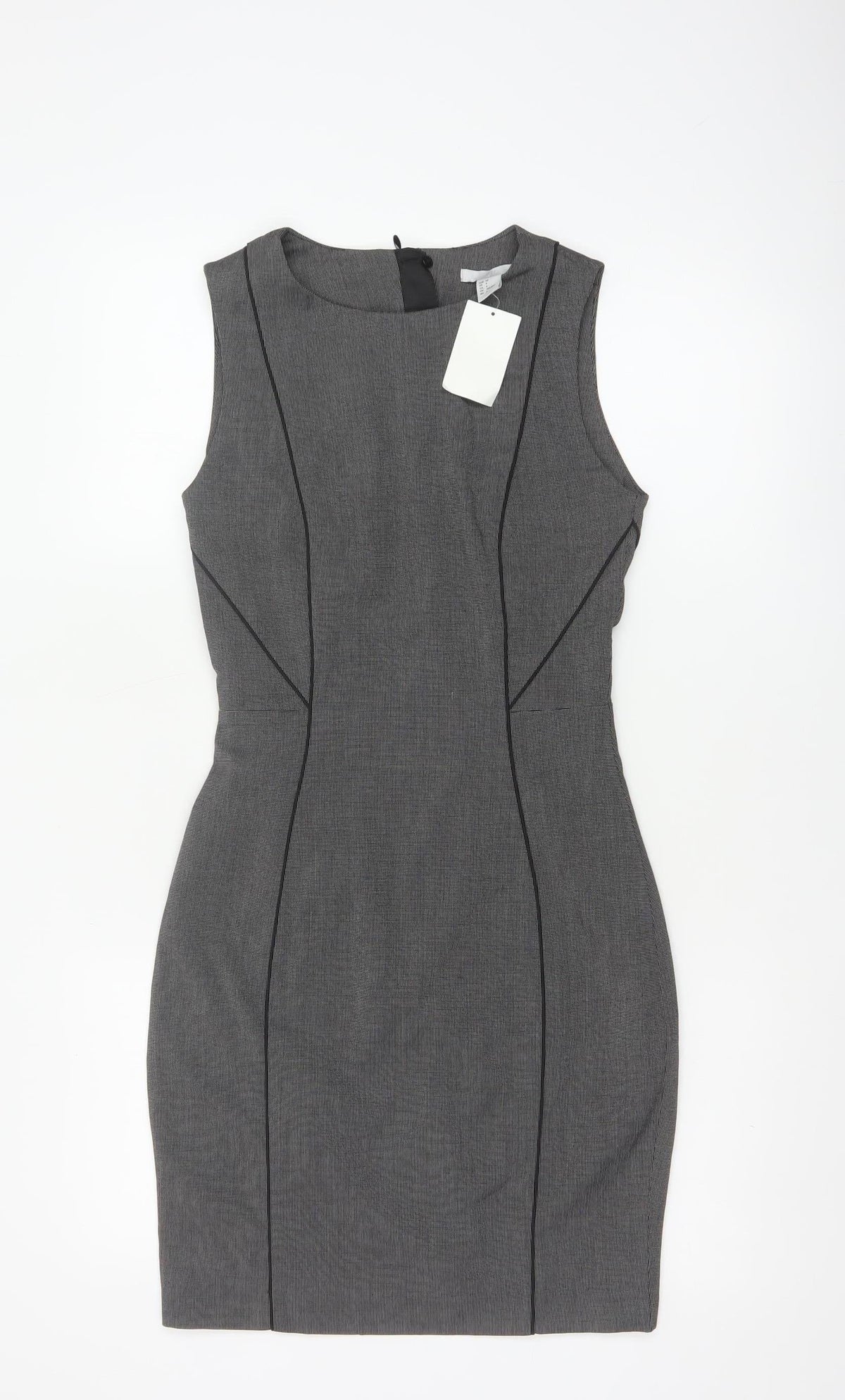 H&M Women Grey UK 6 Sleeveless Sheath Pencil Workwear Dress