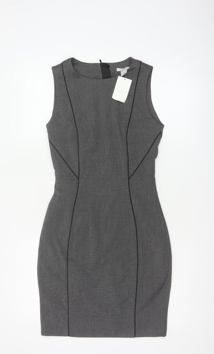 H&M Women Grey UK 6 Sleeveless Sheath Pencil Workwear Dress