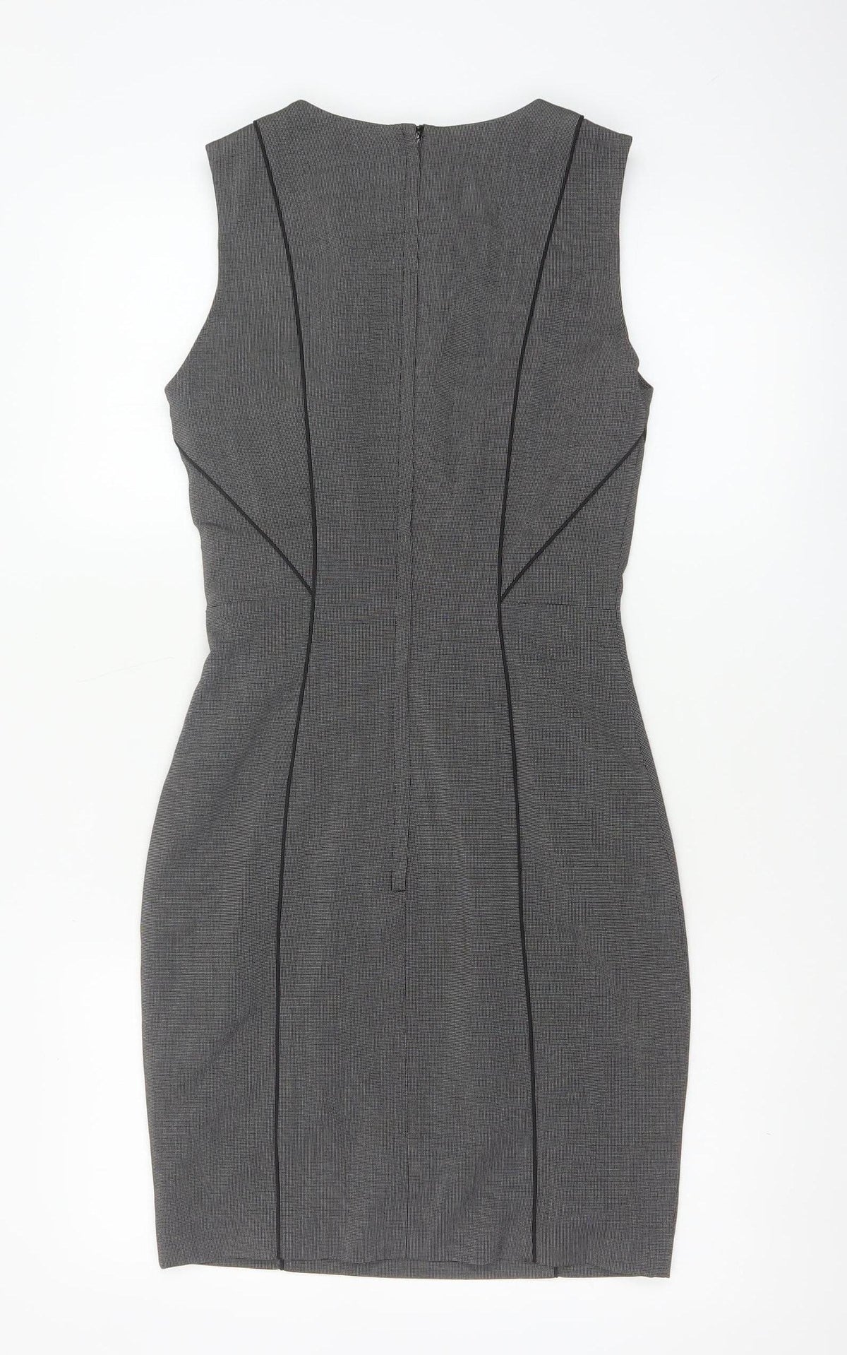 H&M Women Grey UK 6 Sleeveless Sheath Pencil Workwear Dress