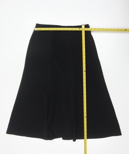 Marks and Spencer Women Black UK 12 Long A-Line Zip Skirt