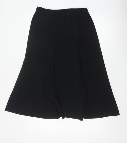 Marks and Spencer Women Black UK 12 Long A-Line Zip Skirt