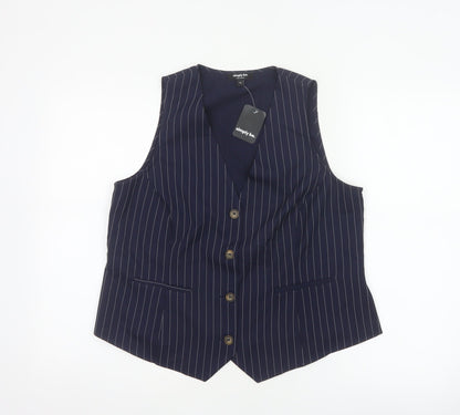 Simply Be Women Navy Pinstripe Tailored Waistcoat Size 14 Workwear