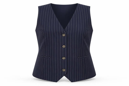 Simply Be Women Navy Pinstripe Tailored Waistcoat Size 14 Workwear