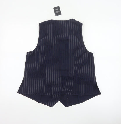 Simply Be Women Navy Pinstripe Tailored Waistcoat Size 14 Workwear