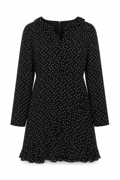 Oasis Women Black Polka Dot UK 12 Fit & Flare Knee Dress