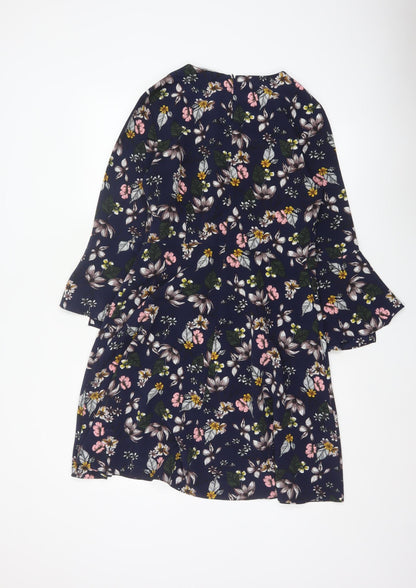 Next Women’s Blue Floral Fit & Flare Knee Length Dress UK 8